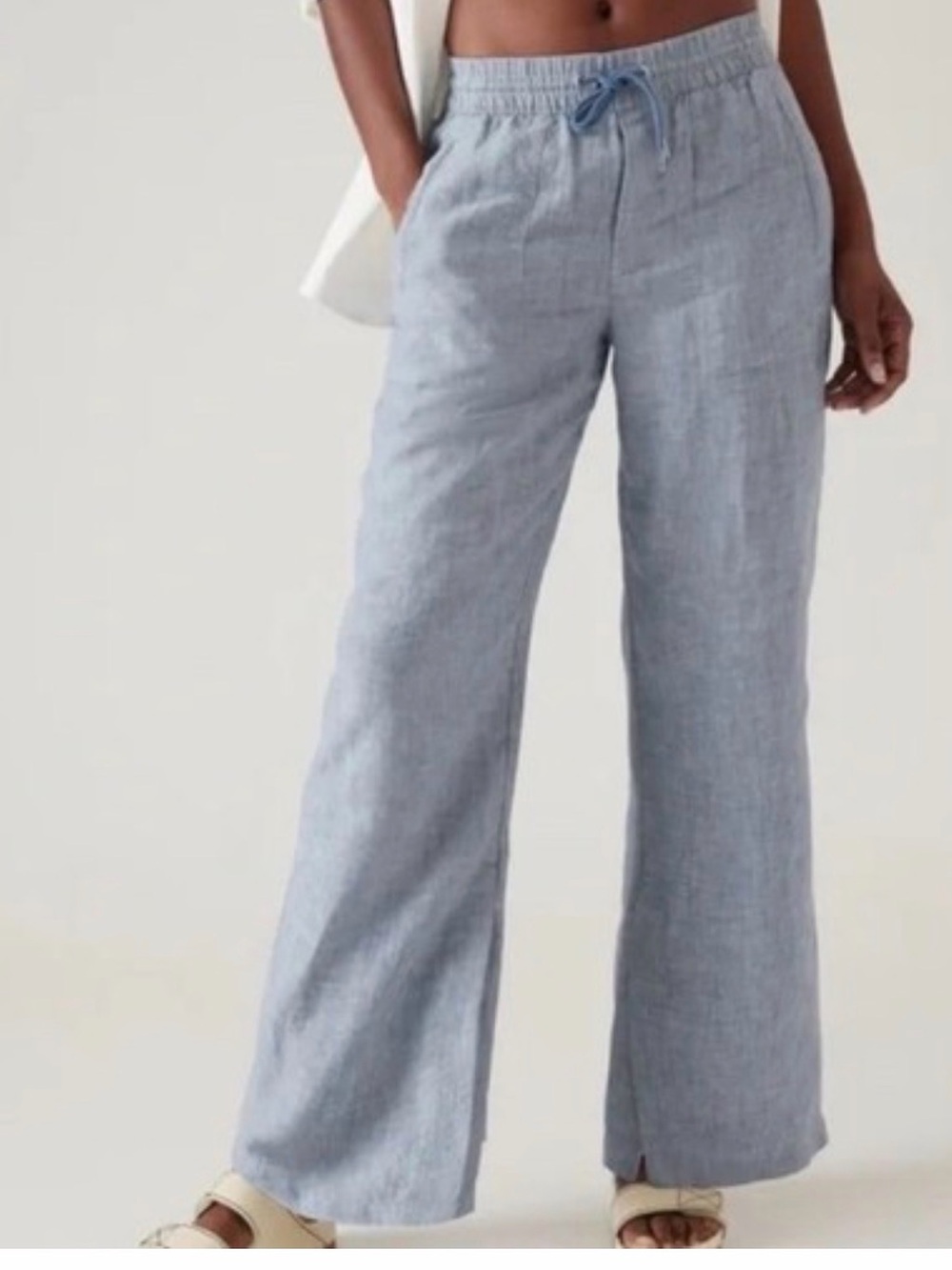 Athena RETREAT LINEN HIGH RISE WIDE LEG PANT teal color sz 0